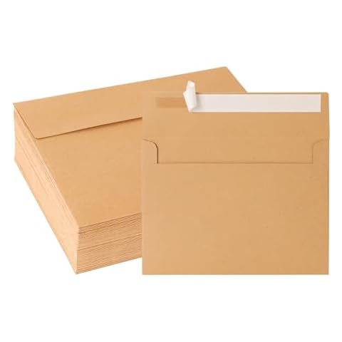 Kraft Envelopes, 50 Pack, 5 x 7 Inch, A7 Envelopes, Card Envelopes, Brown Envelopes, Kraft Paper Envelopes for Invitations, Wedding, Birthday, Personalize Gift, Postcard Envelopes Cover