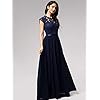 Miusol Women's Formal Floral Lace Evening Party Maxi Dress (Large, Navy Blue)