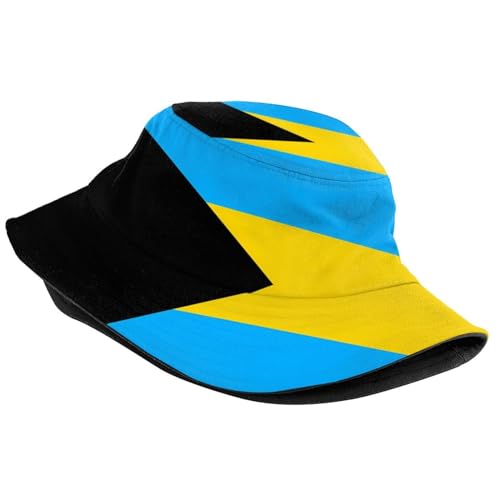 Image of Bahamas Flag Bucket Hats Fashion Sun Cap Packable Flag Fisherman Hat for Women Men Summer Travel Hat