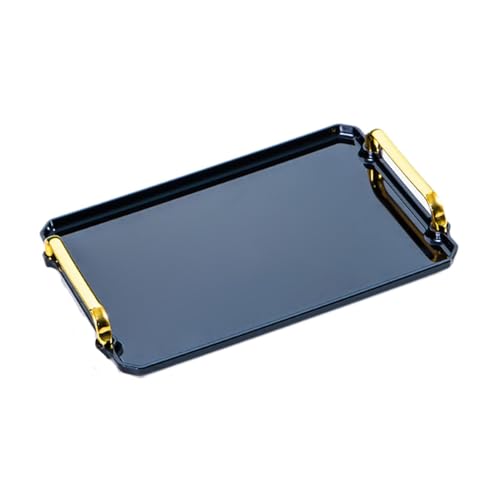 サービングトレイ 長方形 モダン 化粧品収納 デスク コーヒーテーブル ホテル M ブラック 黒