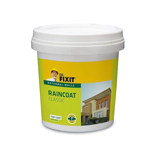 Image of Dr. Fixit RAINCOAT CLASSIC WHITE, External wall waterproofing, Coating, 1000+ unique shades, No dilution, 4 Litre, Single Coat Application, Elastomeric, 7 years waterproofing, Brush, Roller, Spray
