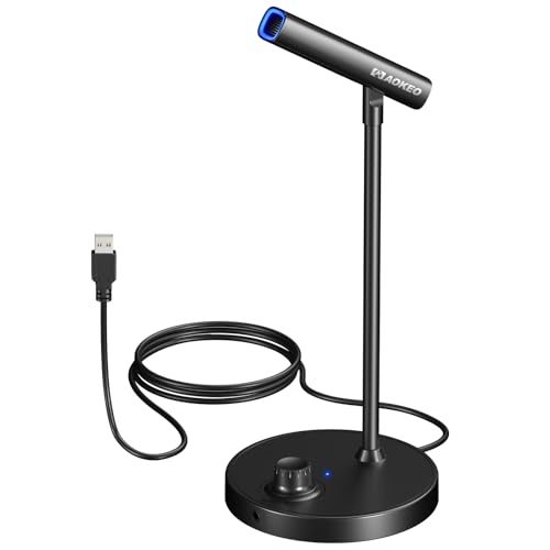 Aokeo USB Desktop Microphone, Computer Microphone for PC with Noise Cancellation & Click to Mute...