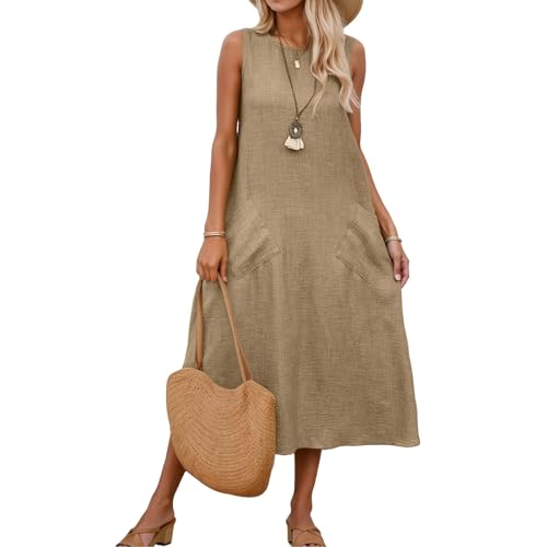 Robe d'été décontractée ample pour femme anti-transpiration qui cache les rondeurs avec poches