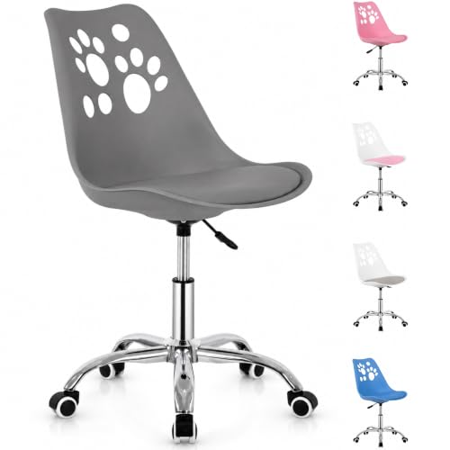Springos Chaise de bureau, pour enfant à partir de 6 ans, hauteur réglable, pivotante, ergonomique, avec roulettes et rembourrage, chaise de bureau moderne, pour l'apprentissage et l'école, grise