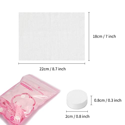 Classycoo Compressed Towel 100 PCS Mini Tablets Disposable Portable Face Towel Cotton Coin Tissue Eco-Friendly for Travel, Camping, Hiking, Sport, Beauty, Home Hand Wipes, Outdoor Activities Pink