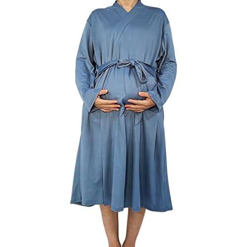Image of SUFEINI Maternity Robe and Matching Baby Swaddle Blanket Set, Mommy Robe with Receiving Blanket Girls Boys Sleepwear