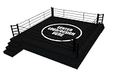Custom Boxing Ring Canvas Cover – Heavy-Duty Non-Slip Fabric with Grommets, Reinforced Edges, and Hook-and-Loop Fasteners – Logo Printed for Training & Competition (Black, 16X16 Ft)