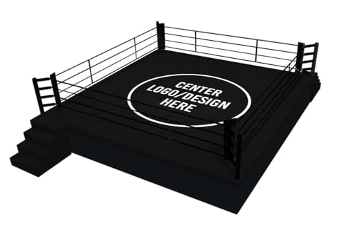 Custom Boxing Ring Canvas Cover – Heavy-Duty Non-Slip Fabric with Grommets, Reinforced Edges, and Hook-and-Loop Fasteners – Logo Printed for Training & Competition (Black, 18X18 Ft)