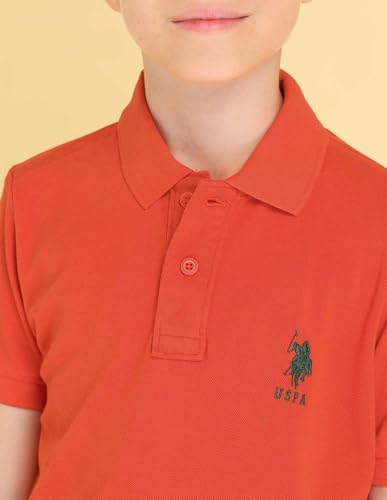 Image of U.S. Polo ASSN. Knitted Boys Polo T-Shirts - Soft Cotton Fabric, Ribbed Polo Collar, Regular Fit T Shirt for Kids