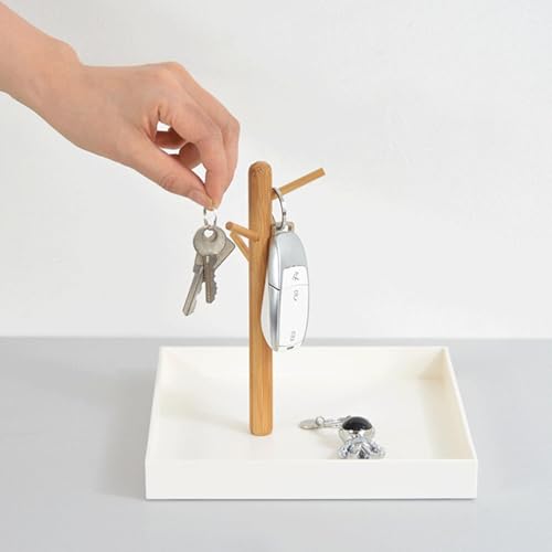 Perchero para llaves con cajones organizadores y bandeja para joyas blanca 6