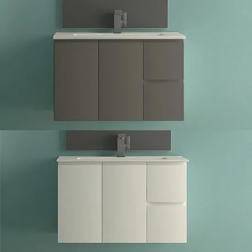 Bagno Italia Arredo Bagno da 80x36 cm SLIM sospeso mobile con lavandino ceramica 2 colori bianco grigio talpa I
