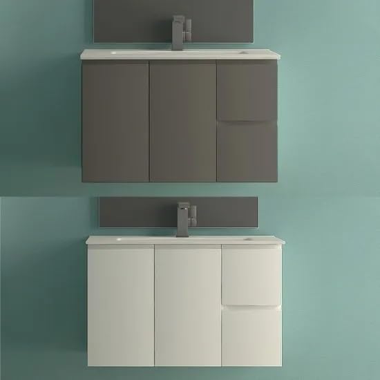 Bagno Italia Arredo Bagno da 80x36 cm SLIM sospeso mobile con lavandino ceramica 2 colori bianco...