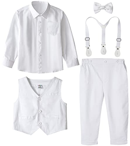 Image of A&J DESIGN Toddler Boys Formal Clothes Suspender Outfit Dress Suit 12M - 6Y