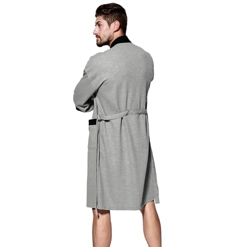 Haseil Men's Turkish Cotton Bathrobe Waffle Kimono Terry Cloth Hotel Spa Robes3