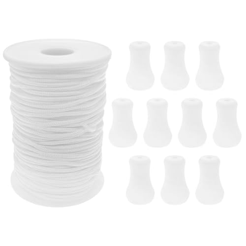 Xhziy 10 White Wood Clocks +55 Yards of Coiled Rope Blind Cord Blind String Repair Kit Roman Shade Kit for Aluminum Blind Window Shading Horticultural Plants and Crafts 1 Set