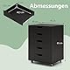 FANTASK Rollcontainer mit Rädern & 5 Schubladen, mobiler Schubladenschrank, Schubladenkommode, Bürocontainer Aktenschrank Rollschrank Rollwagen für Zuhause Büro (Schwarz)