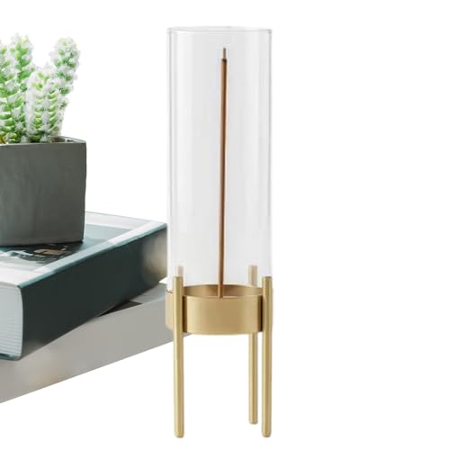 Soporte de incienso para varillas, bandeja de metal de vidrio ignífugo, meditación, quemador de incienso con recogedor de cenizas, para relajación, hogar, yoga, spa, sala de estar, vacaciones