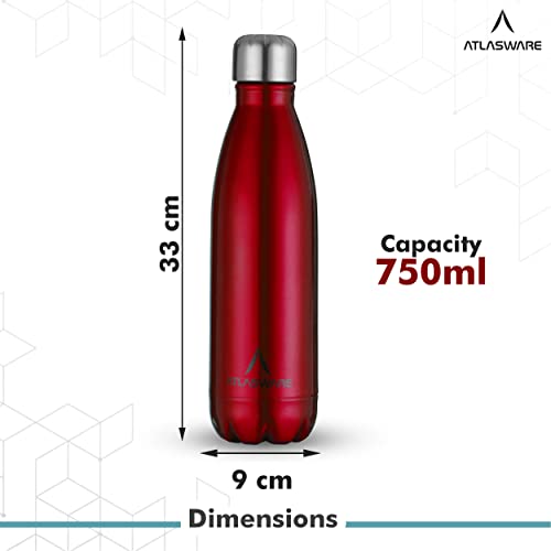 Atlasware Stainless Steel Hot & Cold Vacuum Bottle (750 ml)-RED