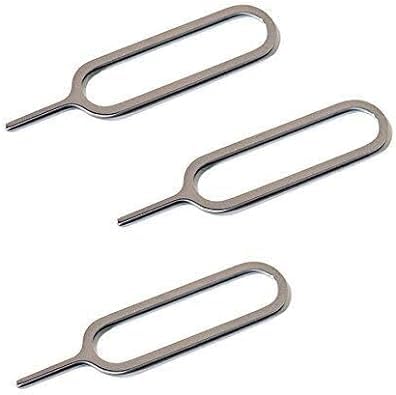 3 Pcs Toroidal SIM Card Tray Open Opener Ejector Eject Pin Removal Remover Key Tool Useful and Nice，Cell Phone SIM Card Tools and Accessories Maintenance, Upkeep and Repairs, Small, Silver