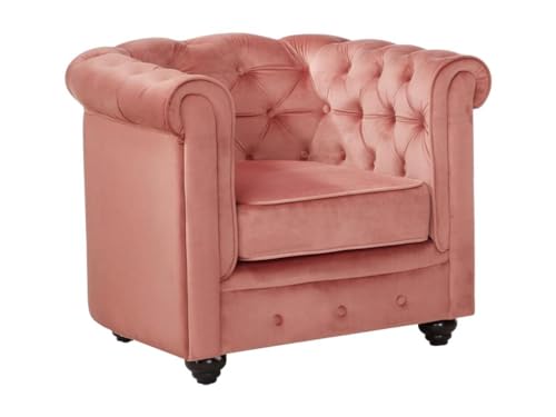 Vente-unique-Couchgarnitur 3+1+1 - Samt - Rosa - Chesterfield – Bild 6
