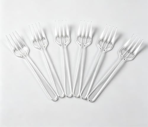100 PCS Crystal Clear Forks Party Cutlery Forks Set Reusable Portable Picnic Catering Cutlery Parties Fork Transparent Washable Travel Utensils Lightweight Snack Event Dessert Cake Fruit Forks