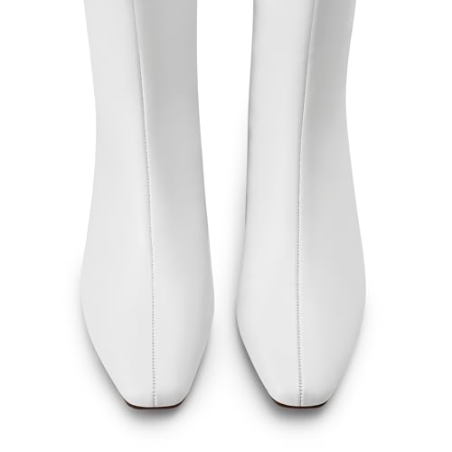 DREAM PAIRS Women Knee High Boots 2 Inch Kitten Heel Fashion Square Toe Wide Calf Long Boots,Size 9,White,DWUMKB2508