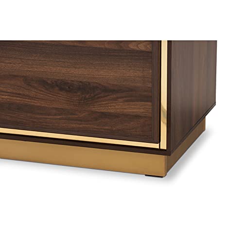 Baxton Studio Cormac Transitional Walnut Wood And Gold Metal 2-Door Tv Stand #TOP5