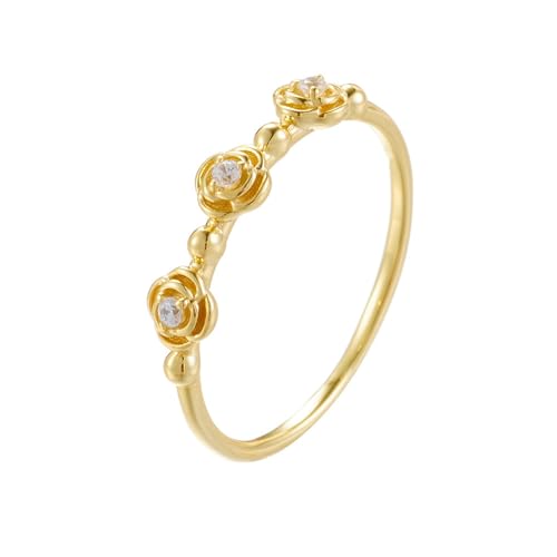 Bague or véritable vintage trio de rose à porter au quotidien