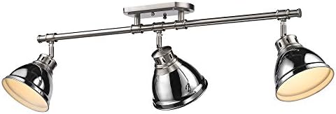 Golden Lighting 3602-3SF PW-CH Duncan Semi-Flush, Transitional, Pewter with Chrome Shades