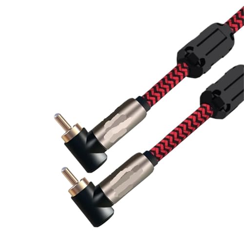 Cable de audio macho a macho OFC trenzado rojo con conector en ángulo 2