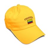 Speedy Pros Soft Baseball Hat Embroidered Dad Hat Colombia Flag Embroidery Men & Ladies Baseball Cap Cotton Golden Yellow Design Only
