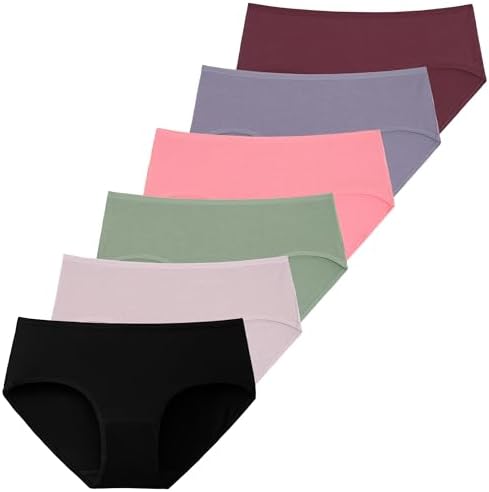 INNERSY Unterhosen Damen Baumwolle Atmungsaktive Hipster Unterwäsche 6 Pack | 100% Baumwoll Schritt, Basic Damenslip Mittlerer Taille, Sport Damenunterwäsche, Bequem Panties Frauen