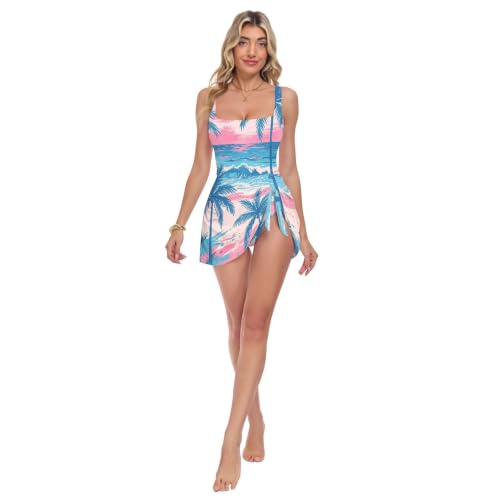 Maillot de bain une pièce à nœud latéral et jupe amovible fluide