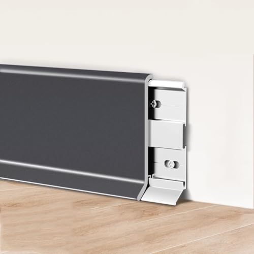 Zócalo Pared Zócalo De Aleación De Aluminio Recortar 4 6 8 CM De Ancho, Zócalo Zócalos De Longitud Personalizable Para El Pasillo Del Dormitorio, Zócalos Flexibles Cubre Con Tornillo(W1.6in/4cm,65 in(