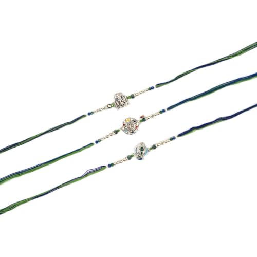 Image of Traditional Handmade Rakhi For Brothers | Designer Pearl, & Beaded Wrist Bands For Bhai| Thread Rakhi For Siblings | Elegant Handcrafted Bracelet For Raksha Bandhan