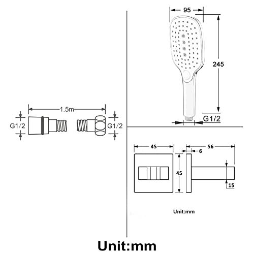 Set de regadera portátil blanca cromo con manguera 1.5 m miniatura 6