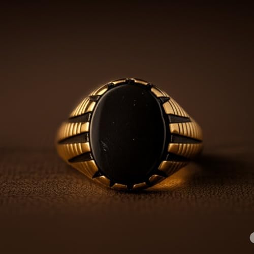 Image of THE MEN THING Royal Series - PRIME CREST RING - Pure Stainless Steel Men's Gold-Plated Ring - Statement Luxury Jewelry (Size : 16-19-22-24-26)