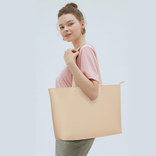Image of KALIDI Tote Bag Zipper Shoulder Bag Faux Leather Purses Satchel for Women Casual Handbag Work Dating College