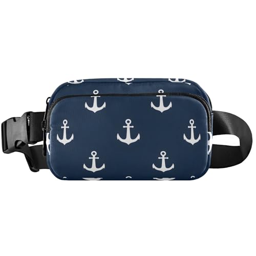 Nautical Deep Blue レディース ファニーパック 防水ベルトバッグ ヒップパック キュート クロスボディ ウエストパース、ノーティカルディープブルー、8 x 5.3 x 2.3インチ、ファニーキュート、ノーティカルディープブルー、8 x 5