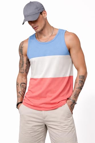 Image of RodZen Men's Cotton Regular Fit Color Blocked Sleeveless T-Shirt