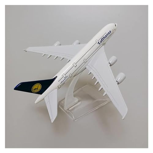 Modelo de avión Airbus A380 de Lufthansa réplica metálica de 16 cm coleccionable 4