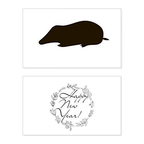 Tarjeta de felicitación de Año Nuevo conmemorativa Black Topo con refinado mensaje de bendición