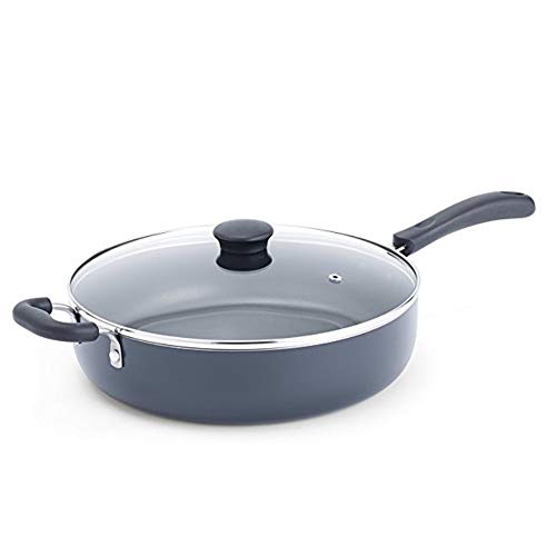 Thaweesuk Shop Essential Large 5QT Saute Pan Deep Frying Pan Fry Covered-Eco Non Stick Set Cook 12