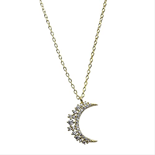 Collier lune en cristal pavé 14k idéal pour sublimer une tenue de soirée