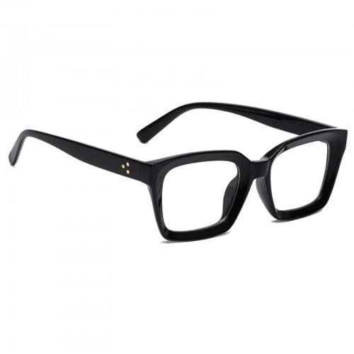 Homirty Blaulichtfilter Brille Computerbrille, Blaulichtblockierende Brille, Brillenrahmen mit klaren Gläsern, Quadratische Rahmen Brille Unisex, Modeaccessoires Damen Herren für PC, Handy (Schwarz)