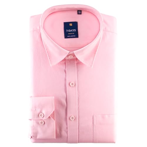 Image of 7-DAYS Men's 100% Cotton Full Sleeve Shirt for Men | Premium Plain Shirt | Tailored Fit (Between Slim & Regular) | Stylish Office & Casual Wear | with Pocket