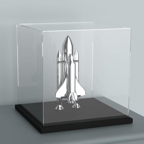 Image of Qzix Premium Clear Acrylic Display Showcase Box with Black Base | Dust-Resistant Transparent Display Case for Action Figures, Collectible Toys & Memorabilia Storage (11x11x11 Inch)