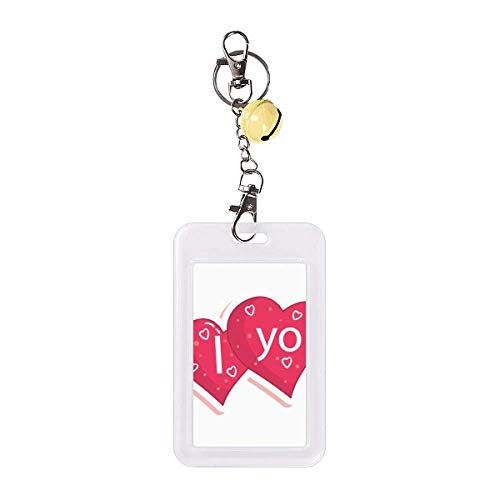 Porte-badge double cœur avec protection carte de crédit RFID et clochette de sécurité jaune
