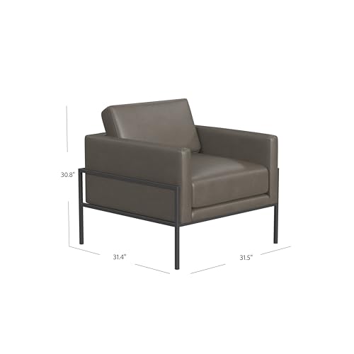 Homepop K8622-E914 Modern Metal Frame Accent Chair Home Décor|Accent Chairs For Living Room & Bedroom - Pewter Gray Faux Leather thumb #2