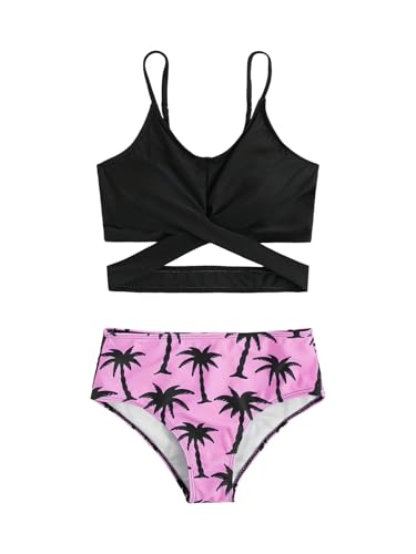 Milumia Girl's 2 Piece Swimsuit Criss Cross Graphic Print Wireless Bikini Set